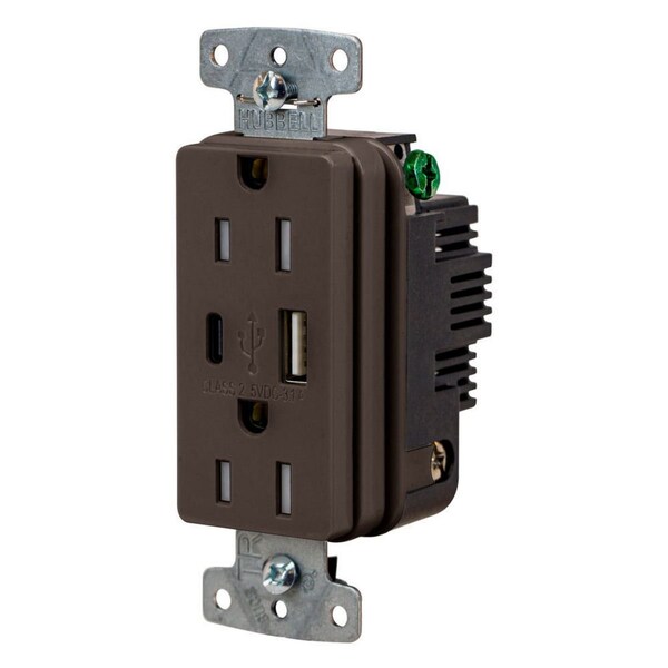 Bryant USB Charger Duplex Receptacle, 15A 125V, 2-Pole 3-Wire Grounding USBB15AC - main